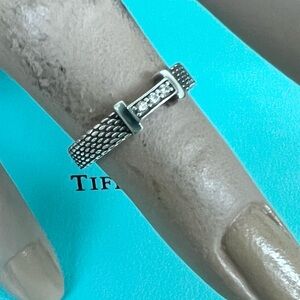 🔴Authentic VINTAGE TIFFANY & CO Diamonds Sterling Silver Somerset Mesh Ring🔴
